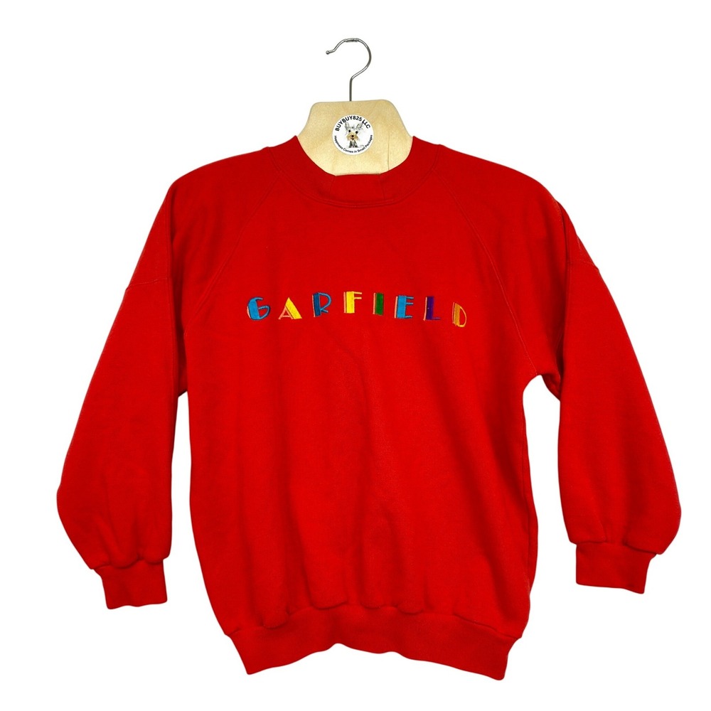 🍕 Vintage Garfield Embroidered‎ Raglan (1978) Sweatshirt Crewneck Size M